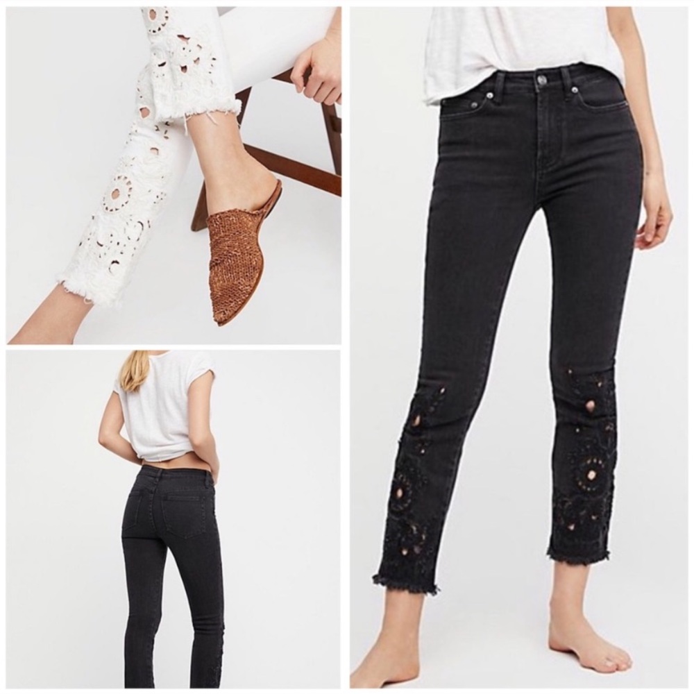 HP!🌟 Free People Cutwork Black Skinny Jeans